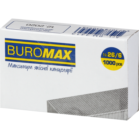 Скоби для степлера BUROMAX ЛЮКС (BM.4413), №26/6, 1000шт.